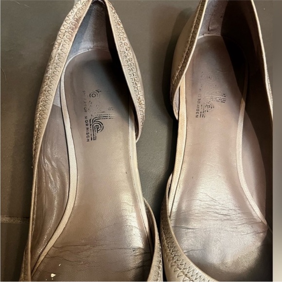 SIGERSON MORRISON Leather Cutaway Nude Pointed Toe Ballet Flats Quiet Luxury Tan - Picture 6 of 13